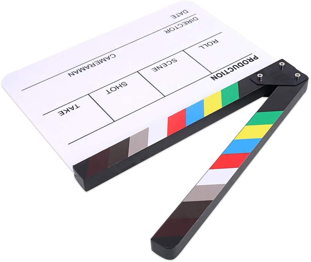 Movie Film Video Clapboard irector's Cut Action Scene Clapper Board,Movie Theme Party Decorations - Black/Colorful