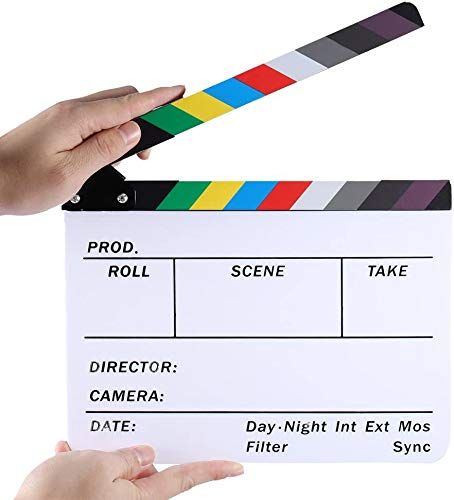 Movie Film Video Clapboard irector's Cut Action Scene Clapper Board,Movie Theme Party Decorations - Black/Colorful