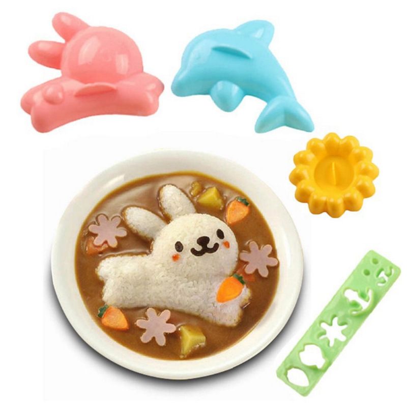 Rice Shaper Boil Egg Molds Stencils for Kids Bunny Stencil Kitchen Animal Molds Onigiri Shaper Rice Ball Makers Onigiri Maker