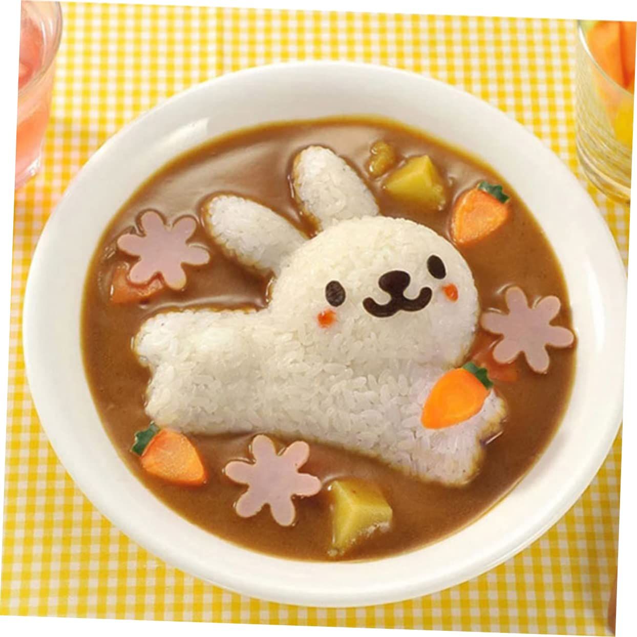 Rice Shaper Boil Egg Molds Stencils for Kids Bunny Stencil Kitchen Animal Molds Onigiri Shaper Rice Ball Makers Onigiri Maker