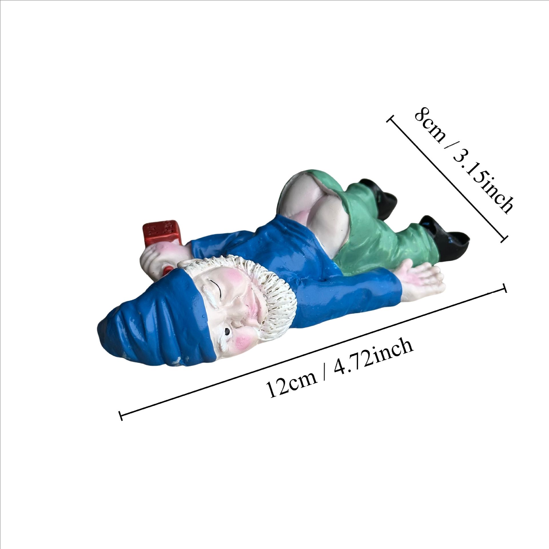 Drunk Gnomes Statues Outdoor Decor, Funny Sculptures Yard Decorations Lawn Patio Dwarf Ornament (Blue)