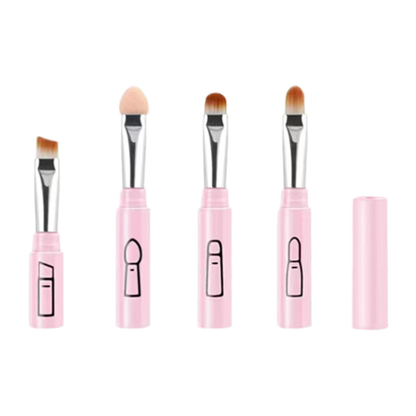 3 Pcs Makeup Brushes Retractable Travel Portable Eyeshadow Sponge Eyeshadow Eyebrow Brush Combination Design