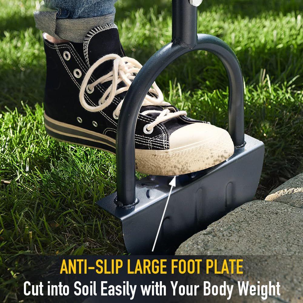 Saw-Tooth Edger Lawn Tool, Half Moon Lawn Edger with T-Grip, Sidewalk Grass Long Handled Step Edger, 38-Inch