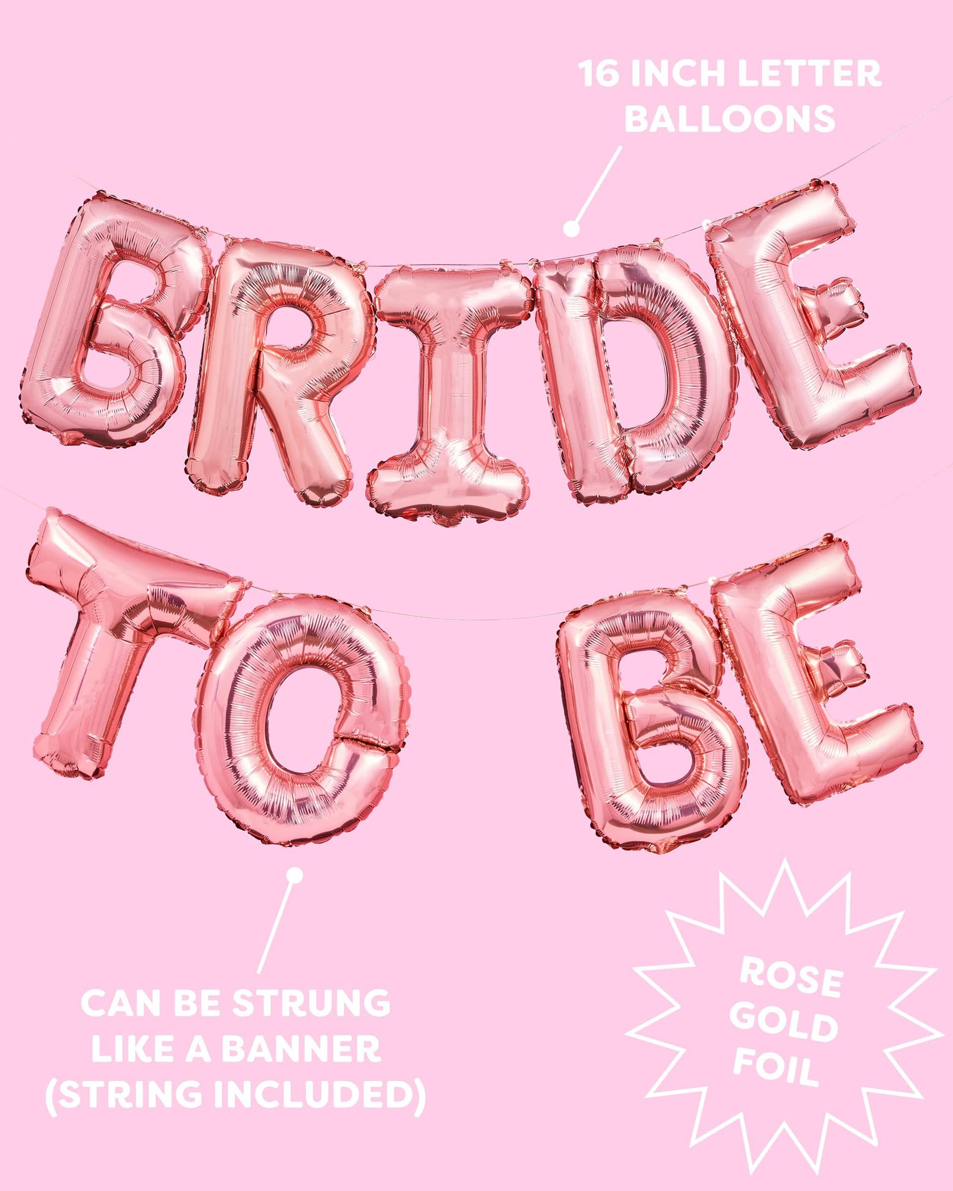 Balloons Bride to Be Balloon Kit 16 Inch Rose Gold Foil Balloons 10 Latex Balloons