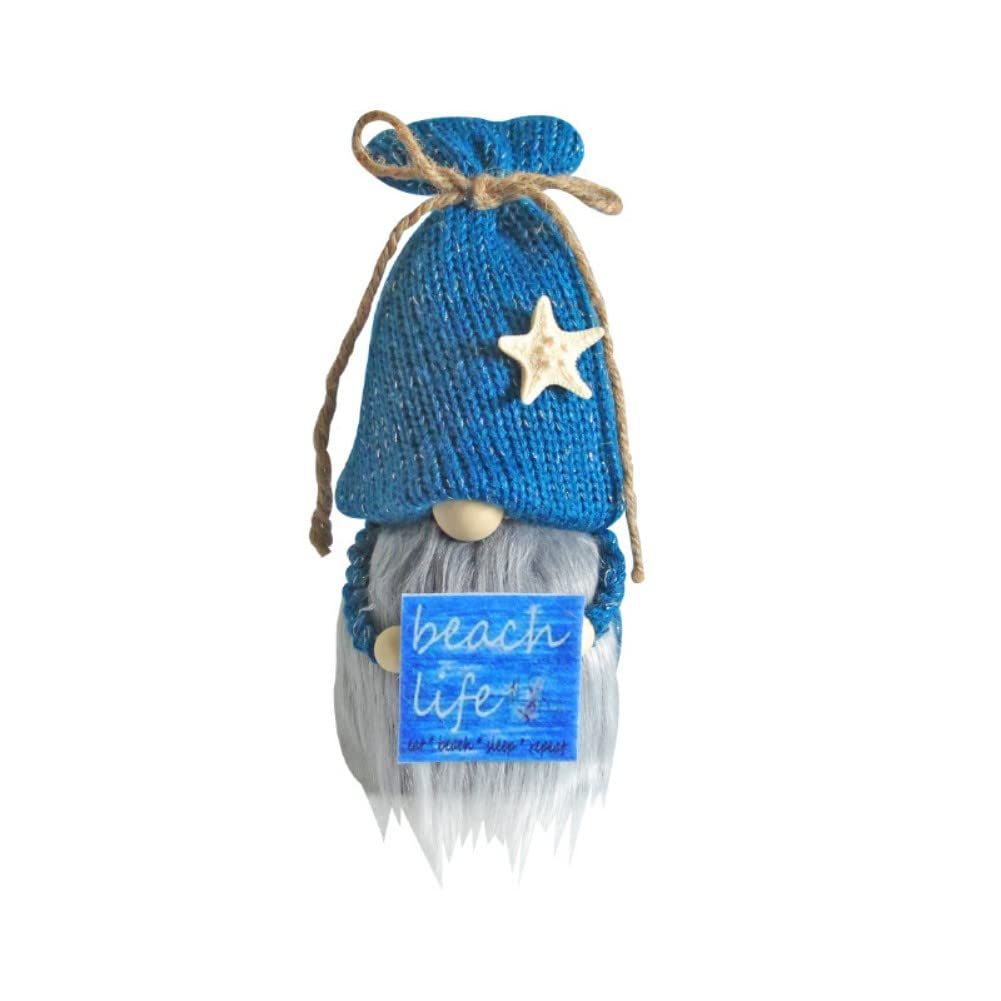 Blue Decoration, Handmade Swedish Plush Elf Holding Funny Sweet Warm Sayings Beach Life Party Decor Best Gifts for Summer Home