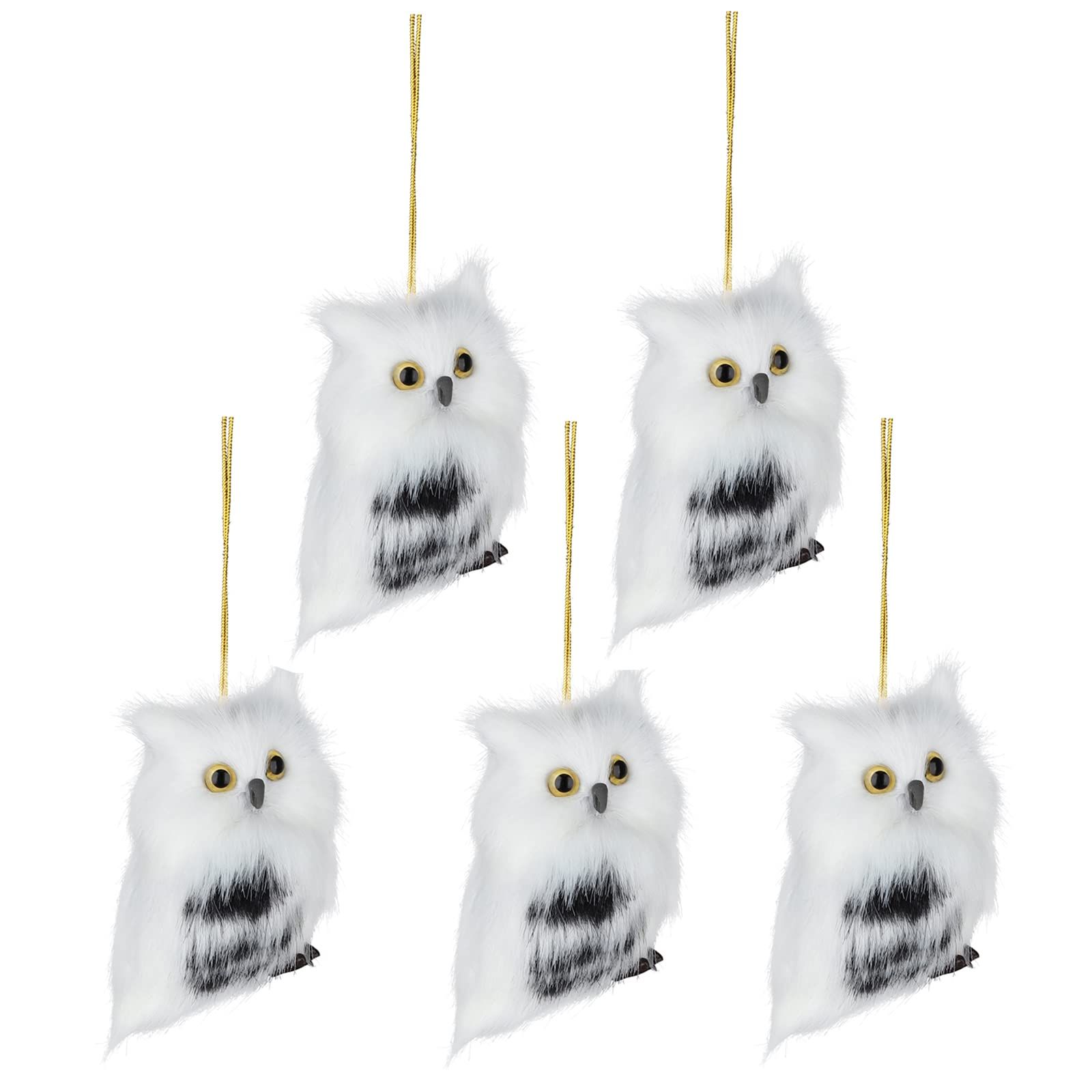 Set of 5 Artificial Owl Simulation Foam Bird Feather Ornaments DIY Craft White Black Furry Christmas Ornament Decoration Adornment