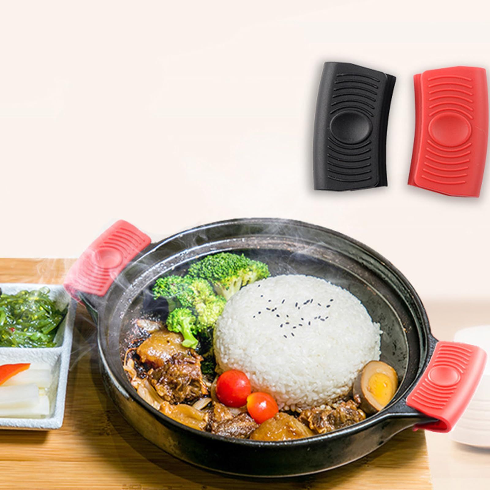 4Pcs Silicone Assist Handle Holder Grip, Heat Resistant Cast Iron Holder Sleeve, Anti-Slip Skillet Handle Covers, Potholder