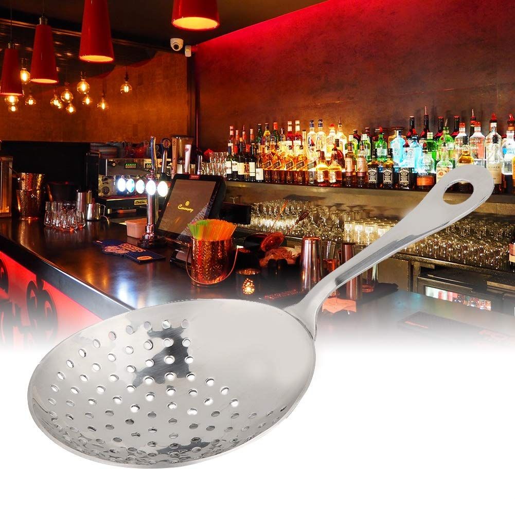 Stainless Steel Skimmer Strainer, Ice Drink Filter Spoon Strainer Cocktail Bartender Tools Bar Accessor Kitchen Frying Food Pasta