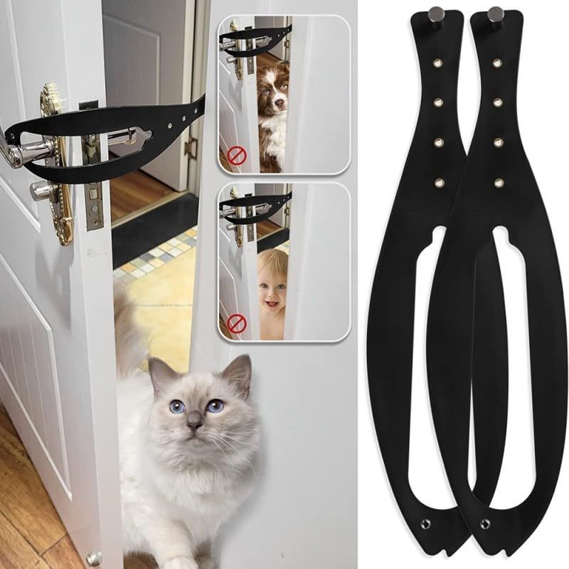 Cat Door Holder Latch Larger Cat Door Alternative to Keep Dogs Out of Cat Litter Boxes and Food with 5 Adjustable Sizes Strap