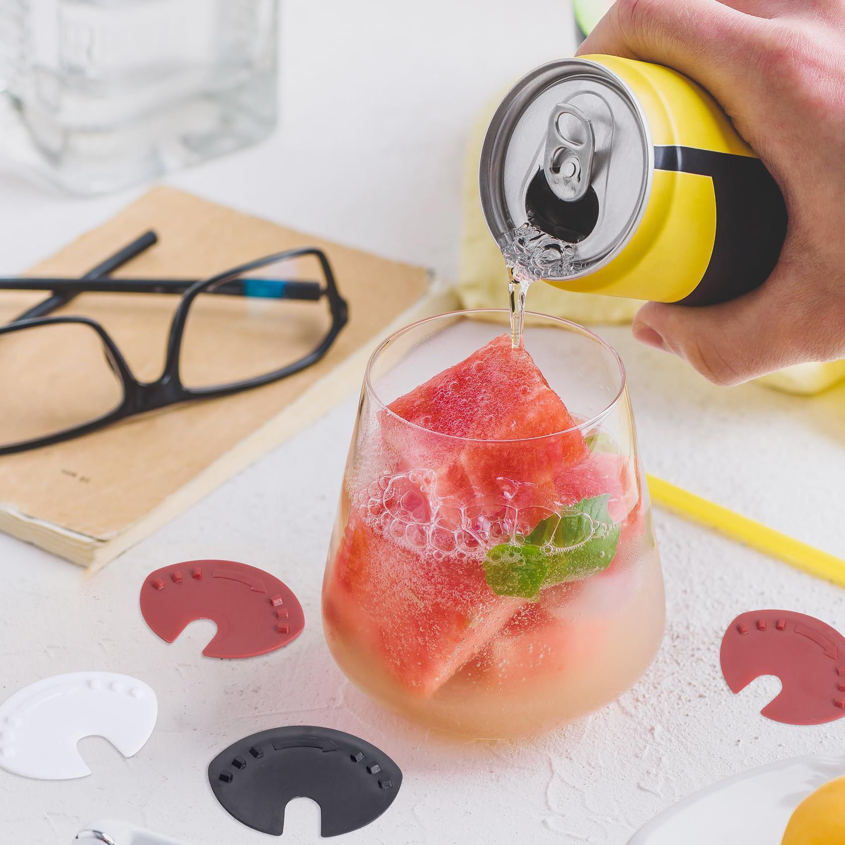 Soda Can Covers Lids 6pcs, Plastic Can Covers for Soda Lid Drink Beer Pop Beverage, Can Sealer Cap Closer Top Protector