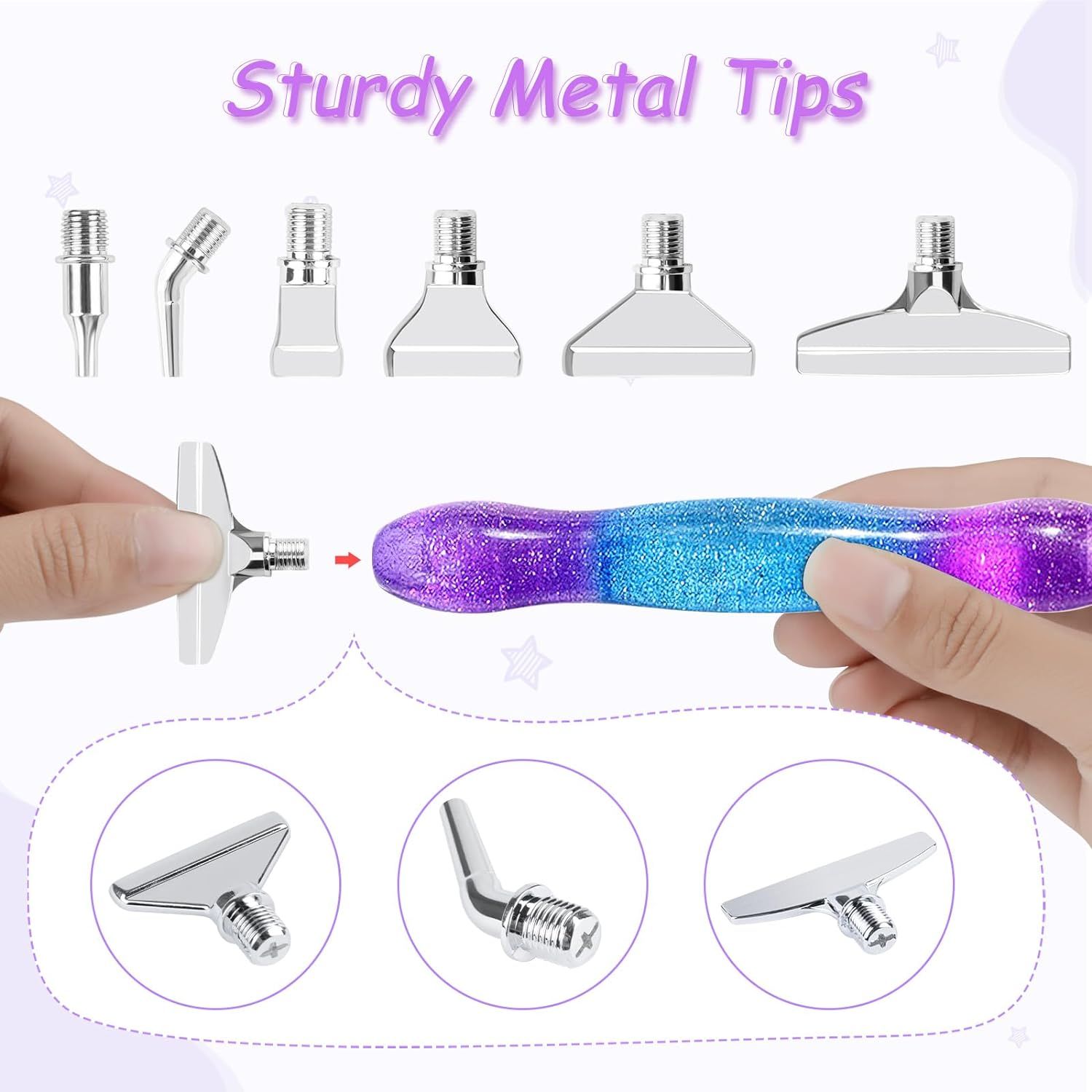 Metal Tips Diamond Painting Pen Kits, 5D Diamond Painting Accessories Tools for DIY Craft, Comfort Grip and Faster Drilling