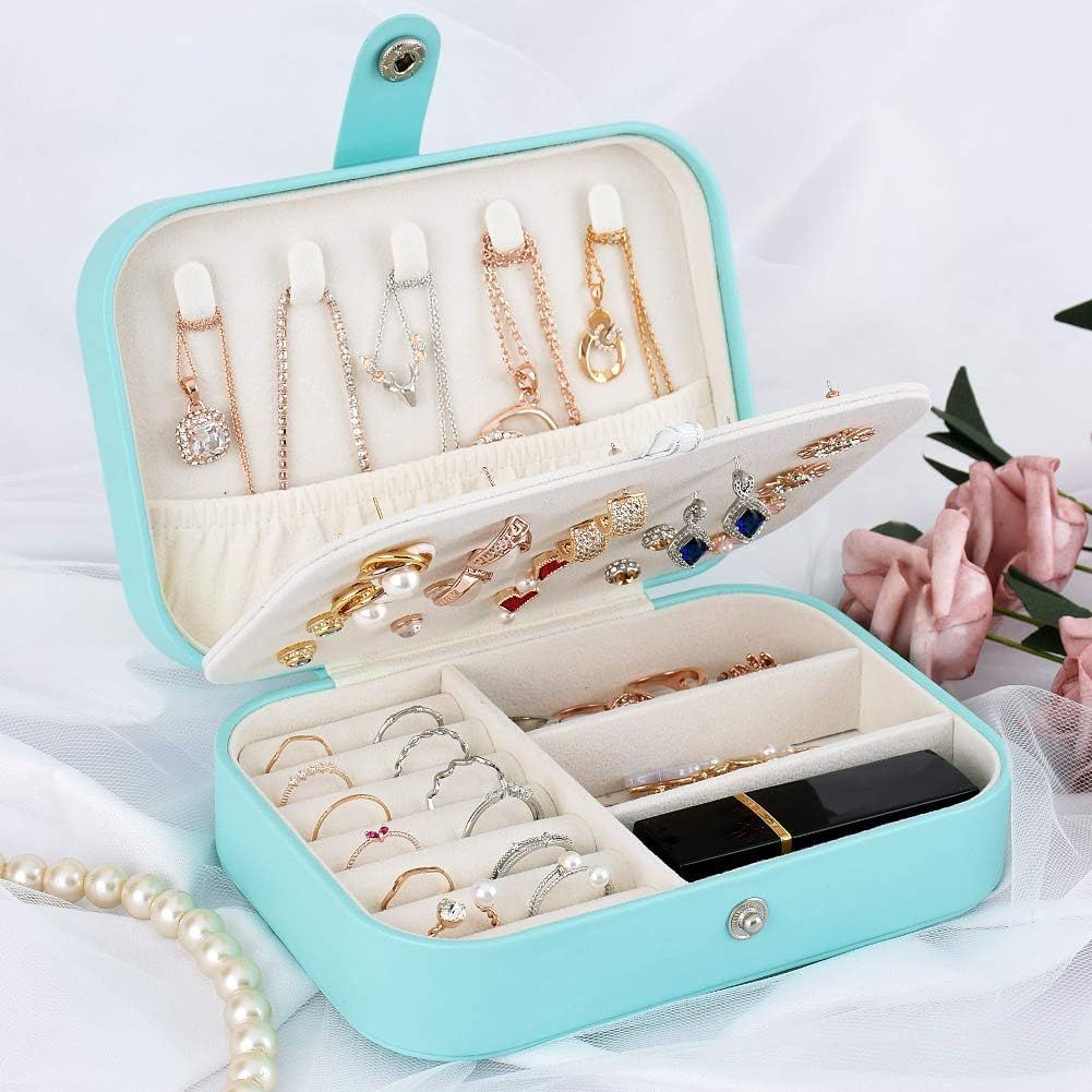 Travel Jewelry Organiser Cases, Jewelry Storage Box for Necklace, Earrings, Rings, Bracelet (Box-Blue)