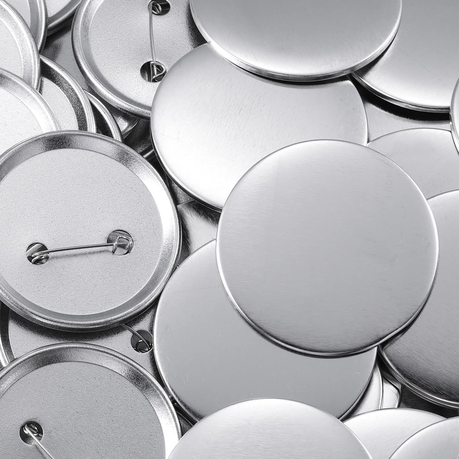 100 Pieces Blank Button Making Supplies Round Badge Button , Including Metal Shells Metal Back Cover and Clear Film (1.73 Inches)
