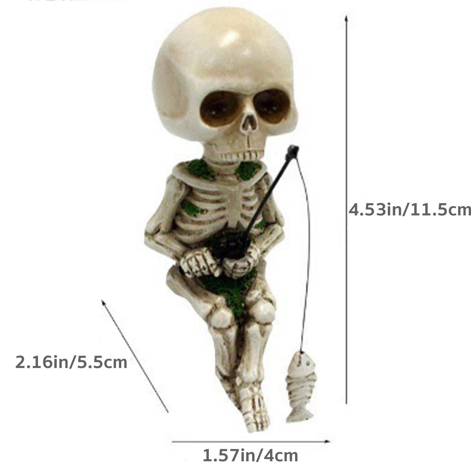 Mini Skeleton Figurines for Home Decor, 4.5 inch Resin Small Skeletons Halloween , Craft Haunted House Accessories (White)