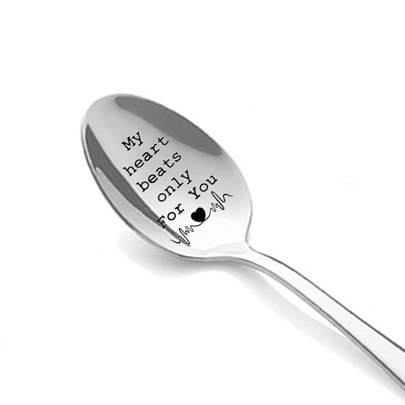 6 pcs Love You More Spoon,Love You More Engraved Spoon,Stainless Steel Espresso Spoon,Tea Coffee Dessert & Soup Spoon