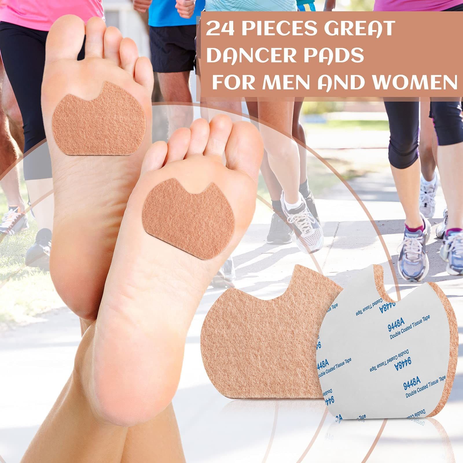 24 Piece Forefoot Cushion Pads for Dancer Sesamoiditis Pain Relief Beige