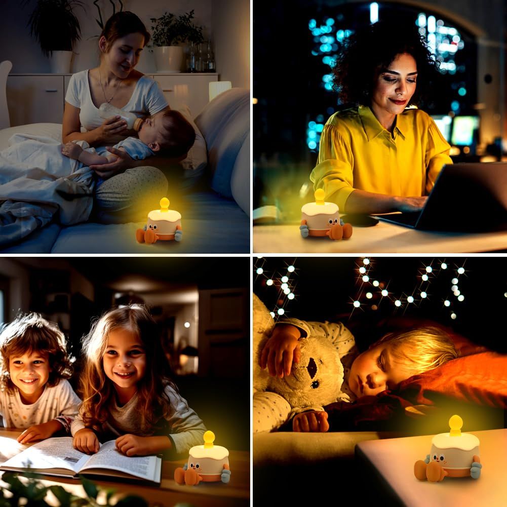 Night Light for Kids,Cute Birthday Cake Night Lights,Rechargeable Silicone Nursery Lamp,3 Levels of Brightness Adjustable(Cake)