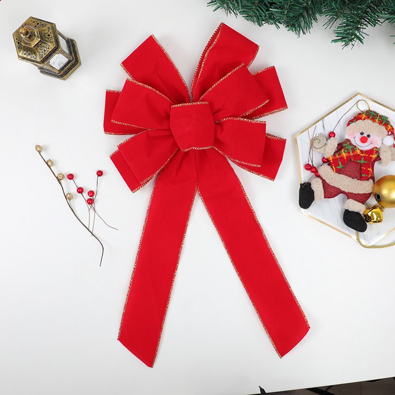 Red Bows Christmas Decorations Big Wired Velvet Bow with Gold Border for Wreaths Outdoor, Gift Wrapping, Tree Topper, Outside