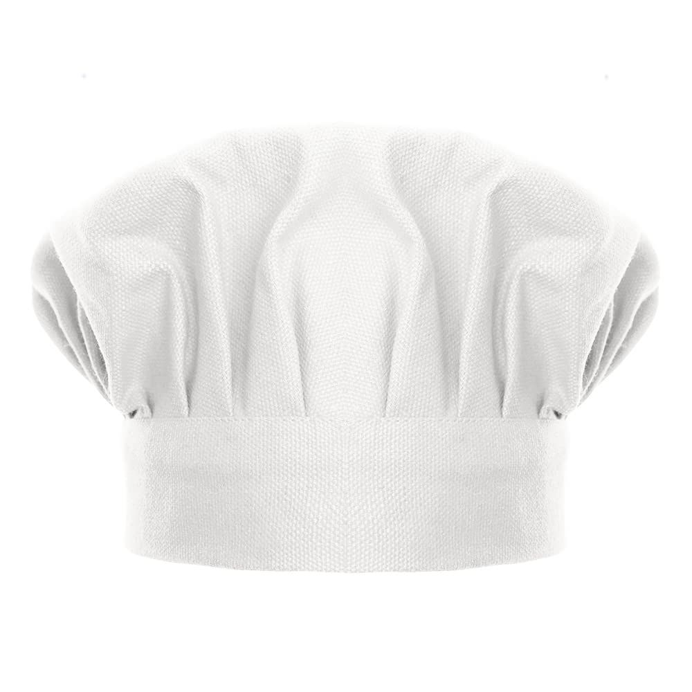 Chef Hat Adjustable Elastic Baker Kitchen Cooking Chef Cap, Reusable and Washable Durable Pure Cotton Cook Cap