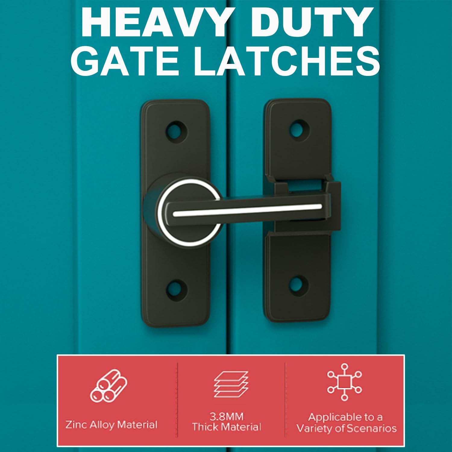 Lock Hardware, 90 Degree Heavy Duty Gate Latches Flip Latch Safety Door Bolt Latch Lock, Barn Sliding Door (Black Luminous)