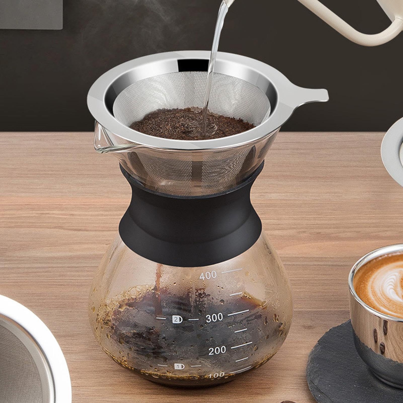 Stainless Steel Coffee Filter, Slow Drip Paperless Coffee Filter, Easy to Clean Pour Over Coffee Maker, Reusable Cone Filter