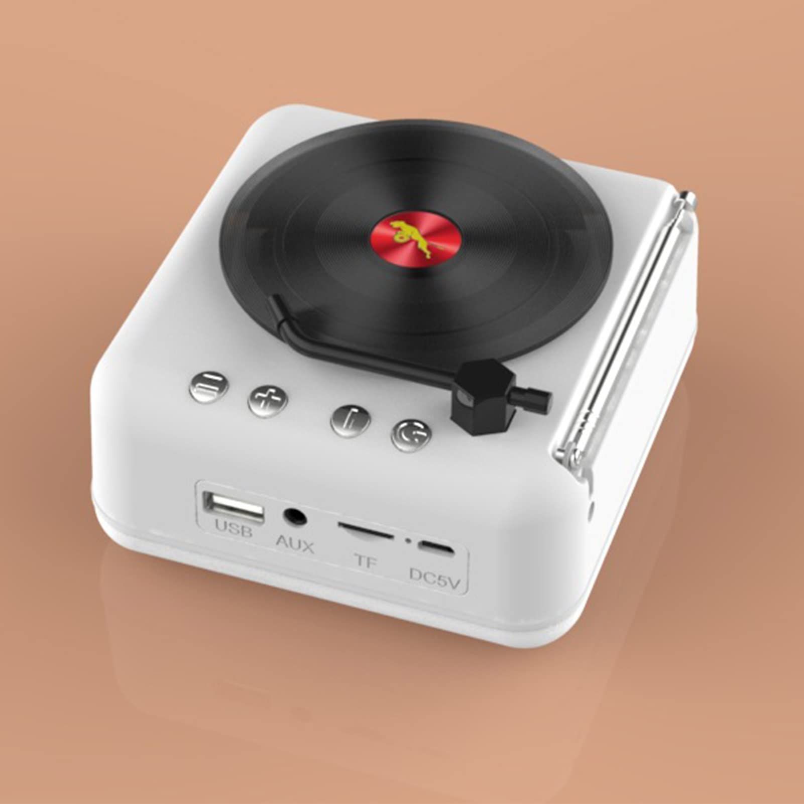 （white）Record Player with Speakers Bluetooth Turntable Vintage Portable Player Support USB AUX-in Headphone RCA Line-Out