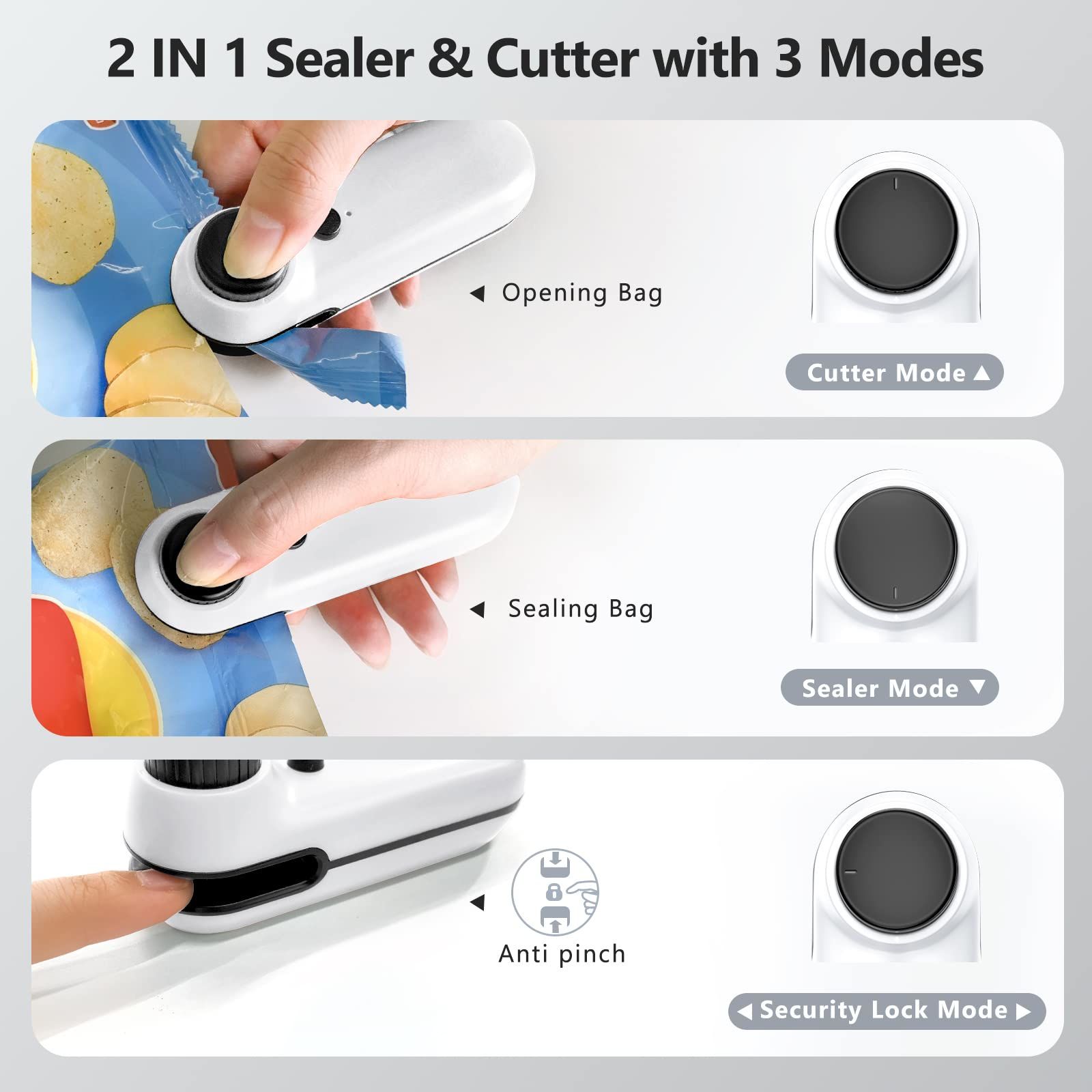 Knob charging sealing machine Mini sealing device Portable household sealing clip Snack moisture-proof