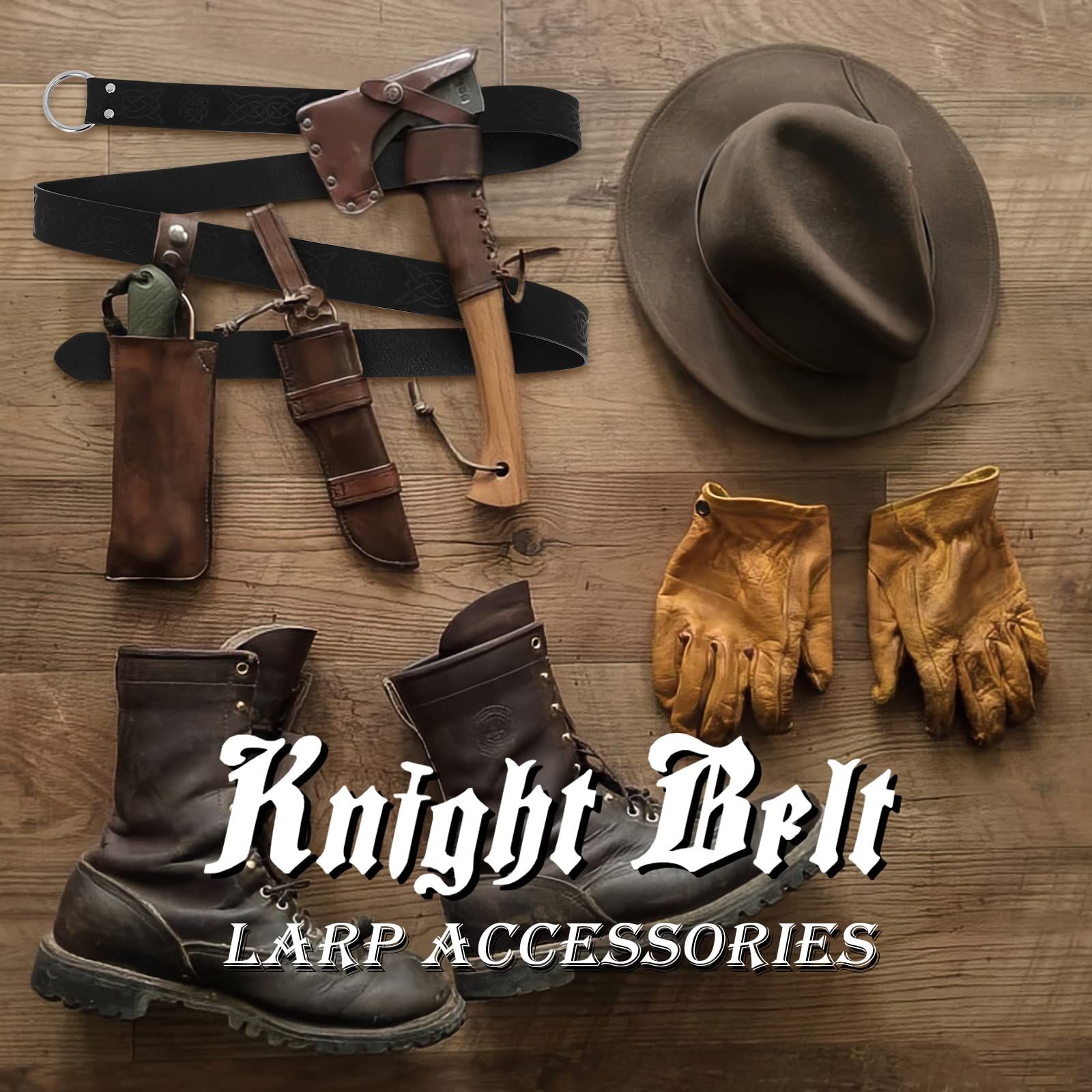 Medieval Viking Men's Belt Embossed Leather Renaissance Knight Belt O-ring Clothing Belt Retro Knight Ring Belt