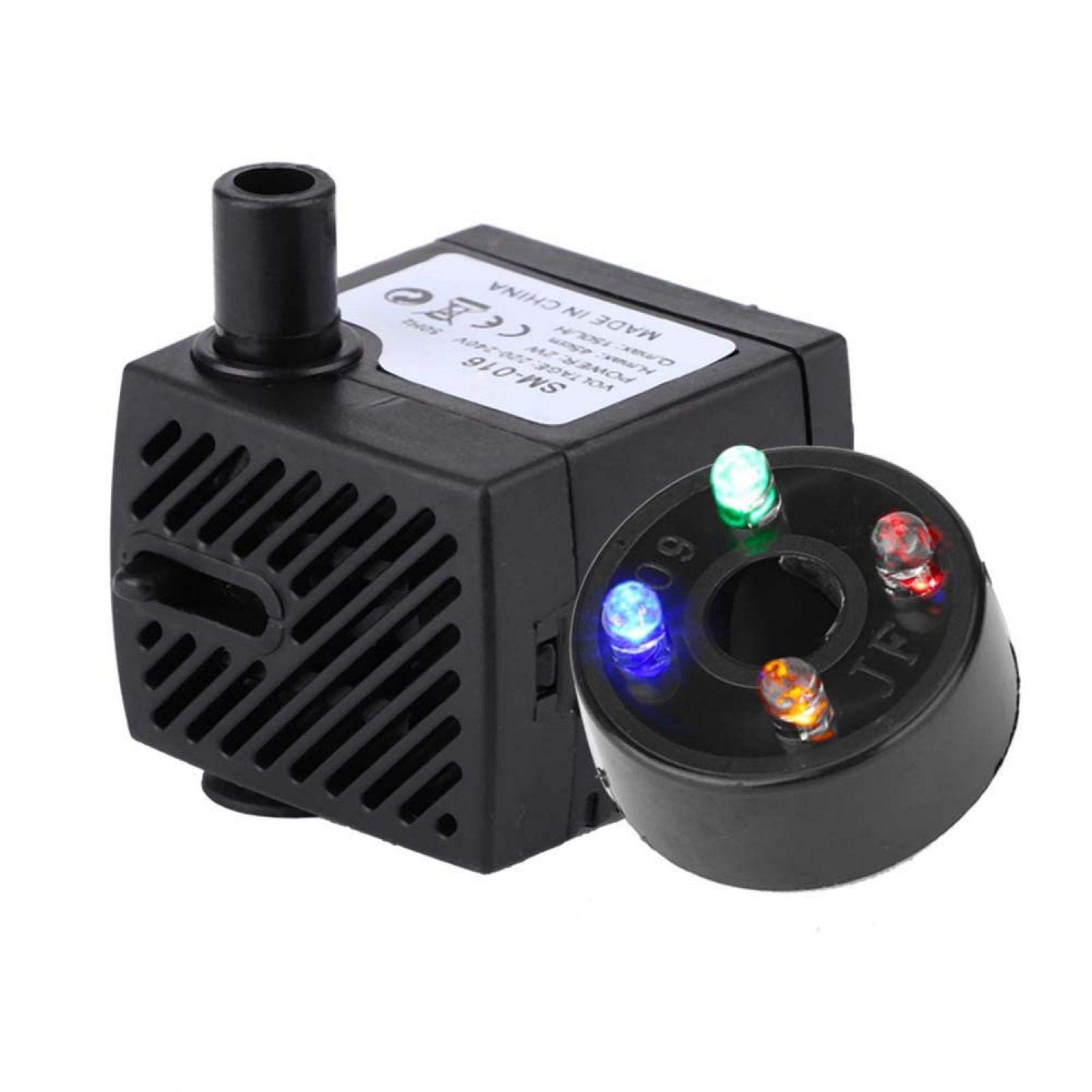 Submersible Water Pump with Lights, Aquarium Home Fountain Pond Outdoor Feature Statuary Gardens Hydroponics Waterfall