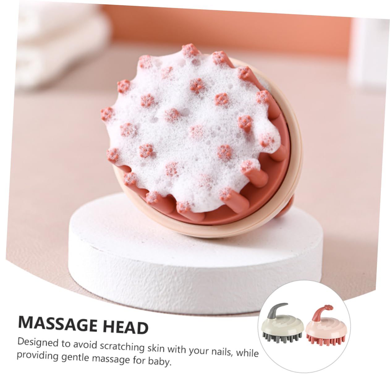 2pcs Head Massager,Scalp Massager, Household Silicone Shampoo Brush Hair Cleaner with Handle Does Not Hurt Dry Wet Head Shampoo Brush