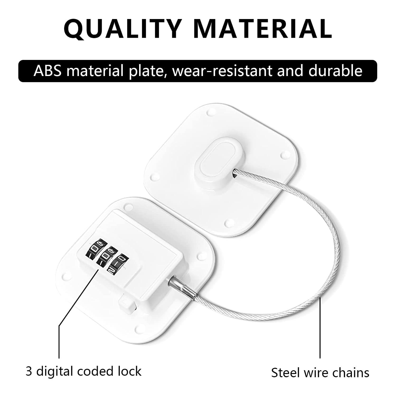 Heavy Duty Combination Fridge Lock, Child/Baby Proofing Lock for Cabinets, Closets, Drawers, Window and More, Easy Install and Use