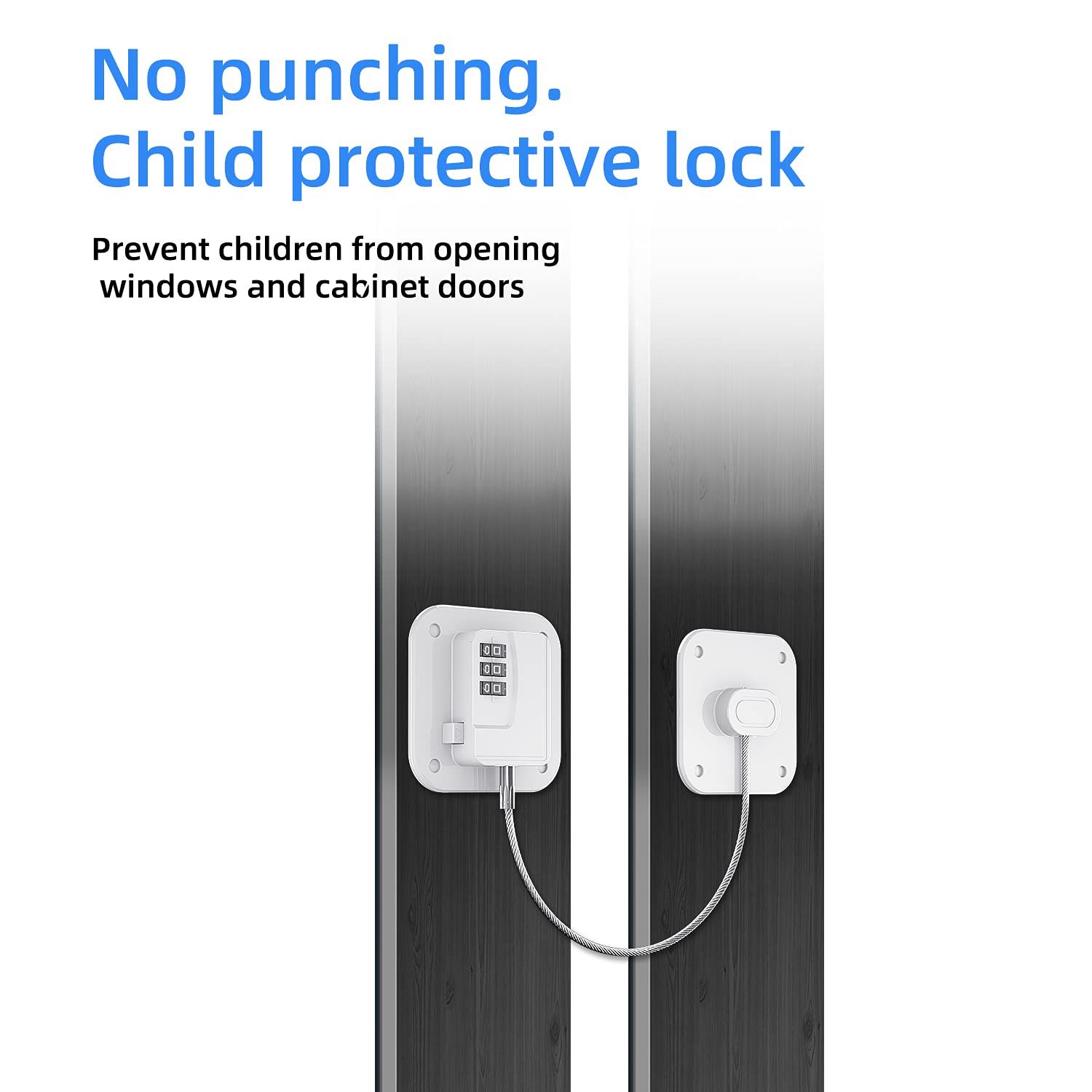 Heavy Duty Combination Fridge Lock, Child/Baby Proofing Lock for Cabinets, Closets, Drawers, Window and More, Easy Install and Use