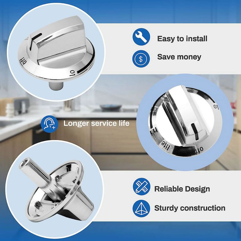Upgraded Burner Stove Knob, Range Control Knob for Gas Cooktop, Replaces Replacement Part for 5304504839 (2Pack)