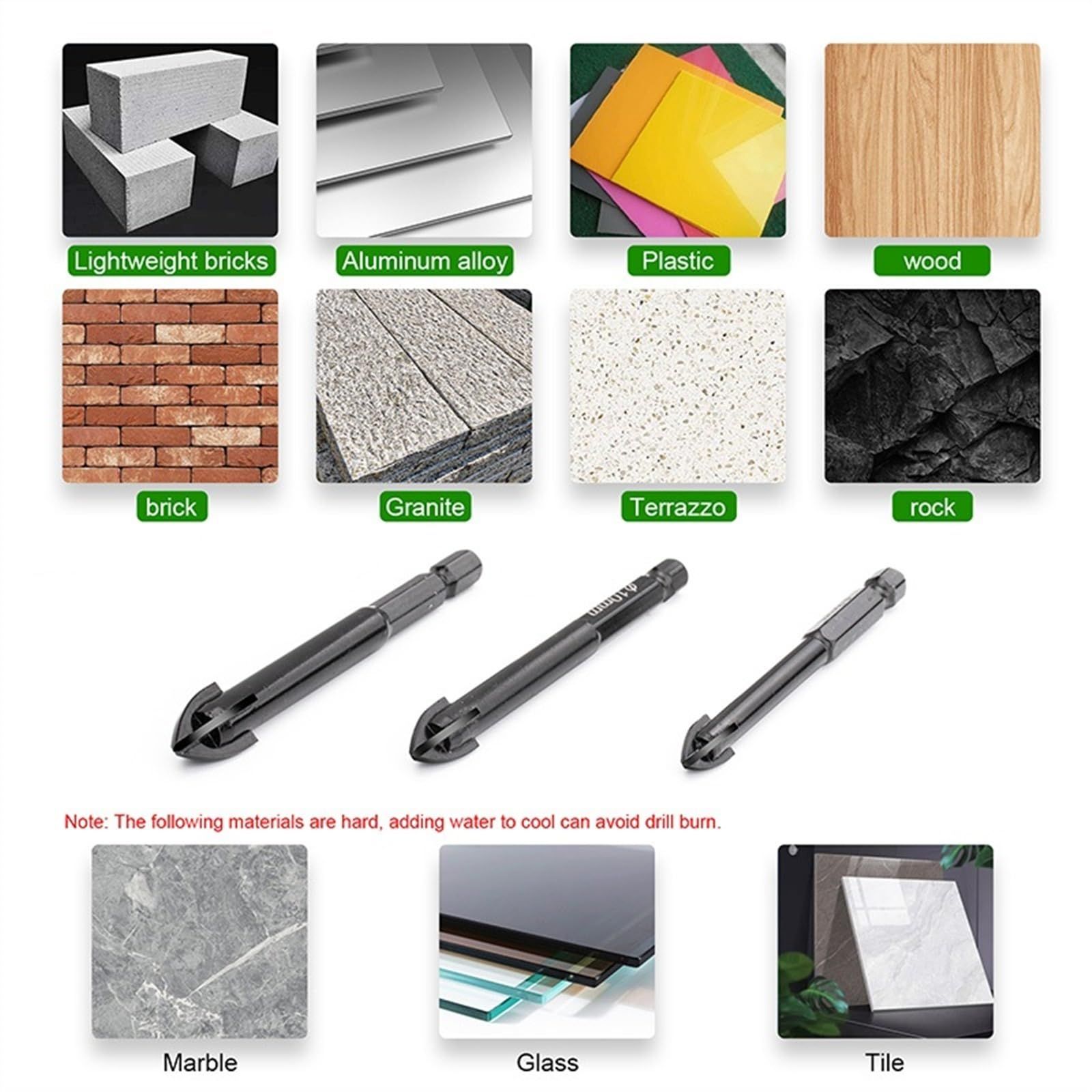 Masonry Drill Bit, Concrete Drill Bit Set, Tungsten Carbide Tip, Hex Shank Drill Bits, Cement Drill Bits 5 Pcs