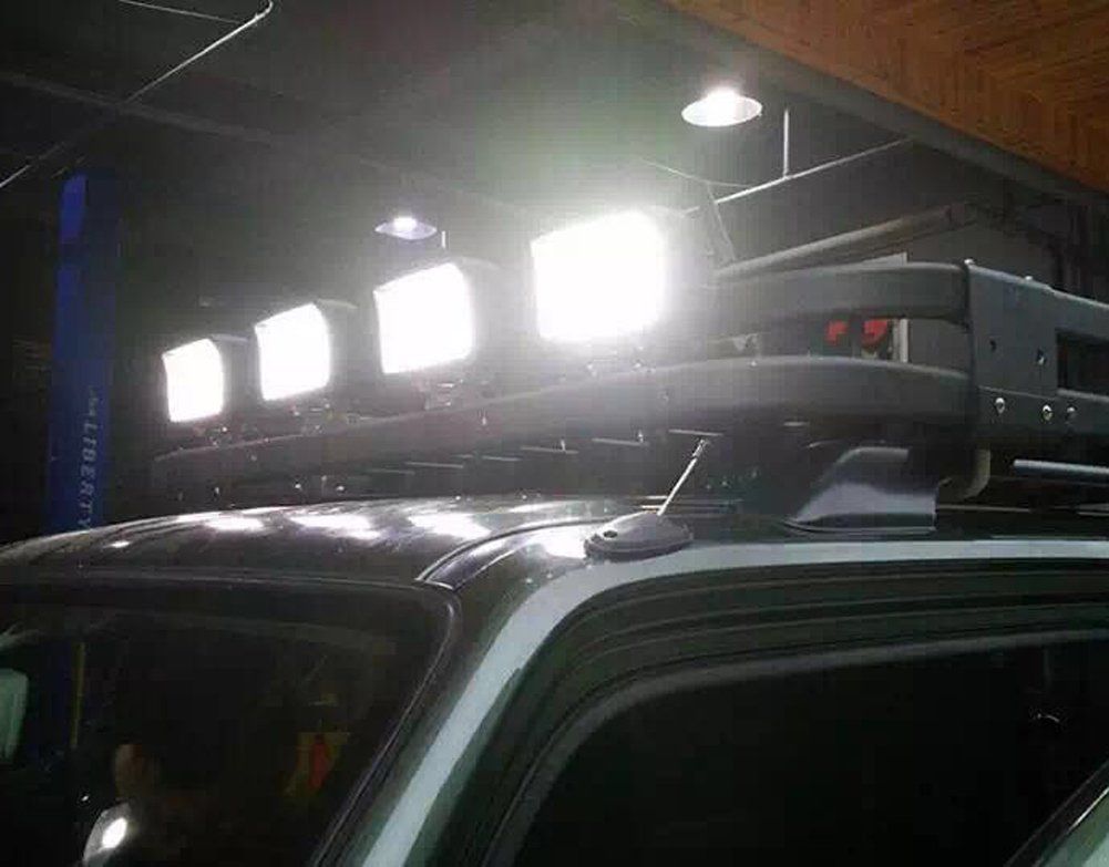 4 inch Flood Square LED Work Light Bar for ATV 4x4 Trailer Fishing Boat Tractor Truck (Pack of 2)