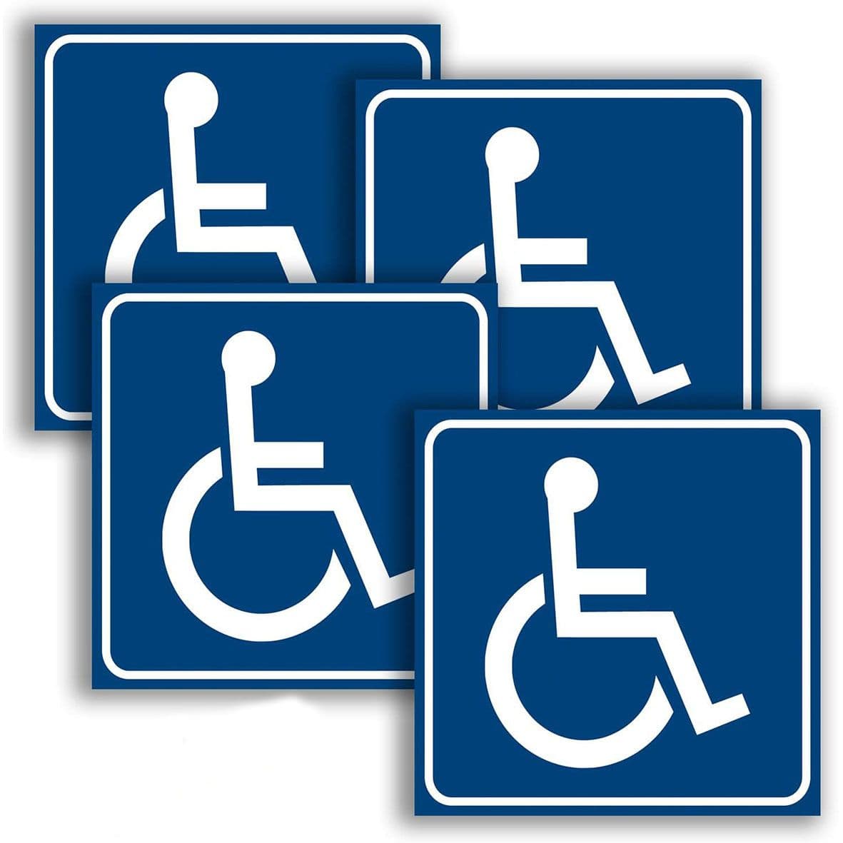 Wheelchair Accessibility Stickers Kit Easy to Read Self-Adhesive 6 x 6 Inches Blue and White Glossy Finish