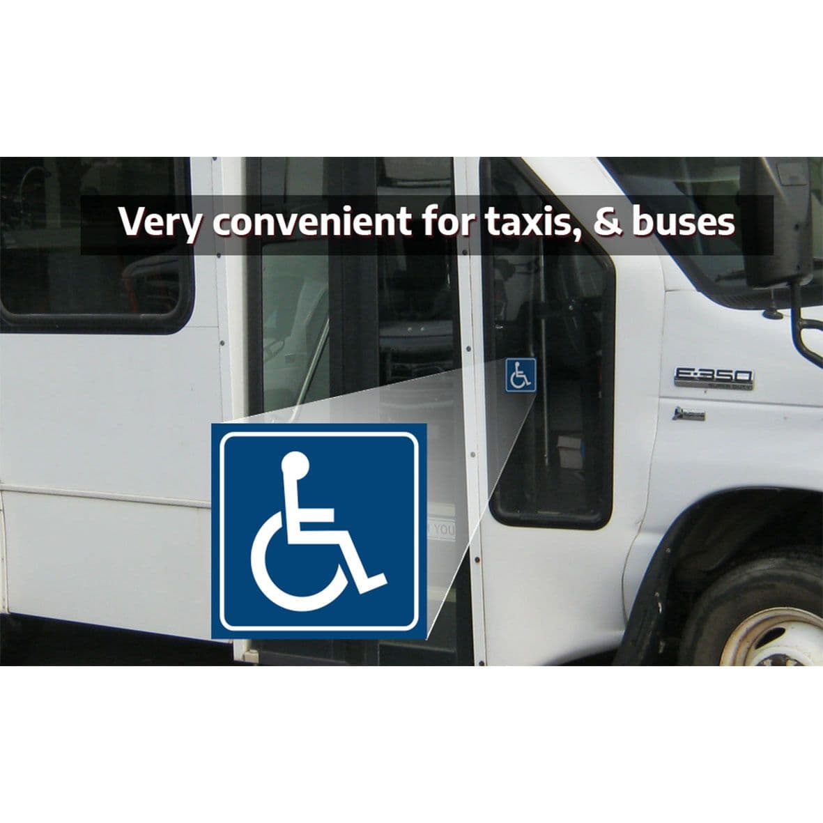 Wheelchair Accessibility Stickers Kit Easy to Read Self-Adhesive 6 x 6 Inches Blue and White Glossy Finish