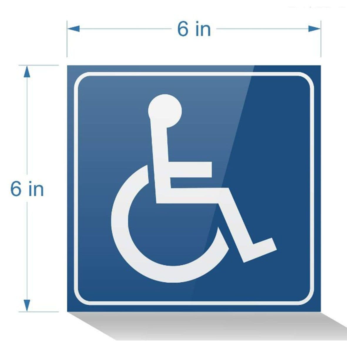 Wheelchair Accessibility Stickers Kit Easy to Read Self-Adhesive 6 x 6 Inches Blue and White Glossy Finish