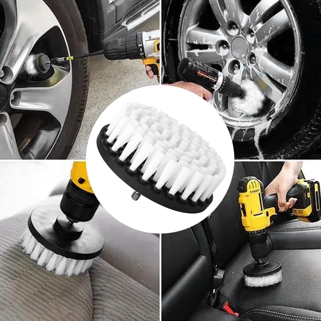 2 pcs Soft Drill Brush Attachment Set - Car Interior Detailing Kit, All Purpose Power Drill Brush with Extend Attachment