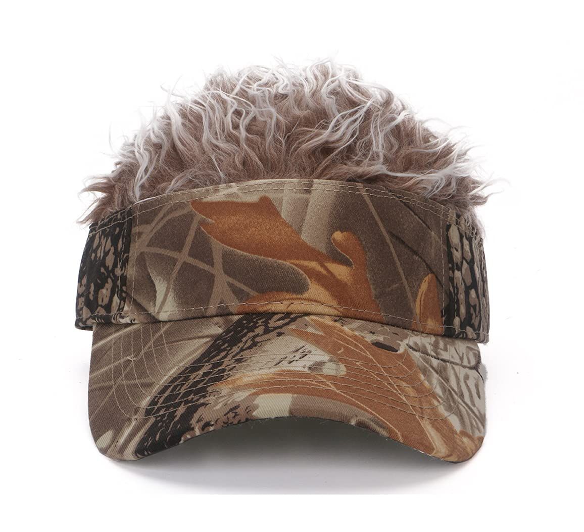Men's Hair Visor ​Sun Hats Visor with Hair Fake Hat with Hair for Men Novelty Spiked Adjustable Baseball Caps Funny Gift