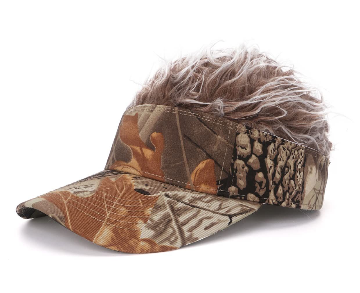 Men's Hair Visor ​Sun Hats Visor with Hair Fake Hat with Hair for Men Novelty Spiked Adjustable Baseball Caps Funny Gift