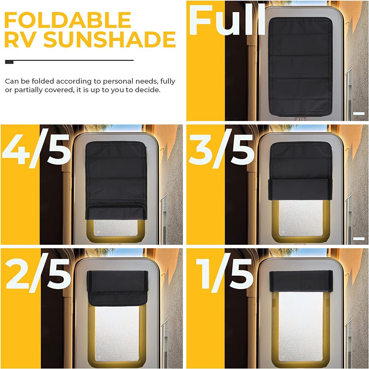 Foldable RV Sun Shade Windshield Blackout Shower Curtains Coverage RV Accessories Fits for Most RV Interior Door Window