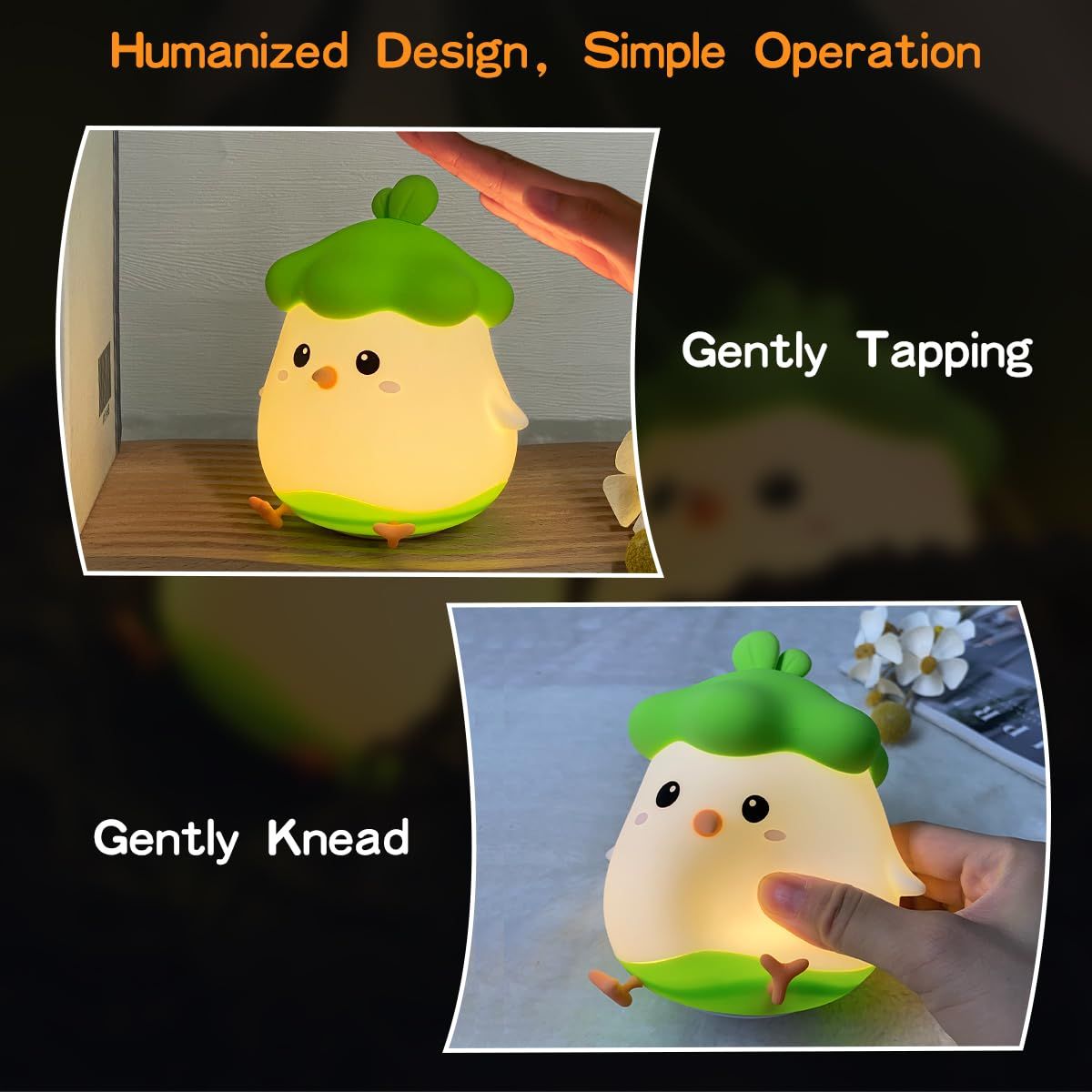 Night Light for Kids, Cute Silicone Nursery Chicken Lamp for Baby and Toddler, Animal NightLight for Boys and Girls