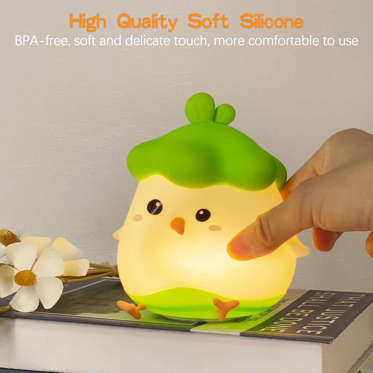 Night Light for Kids, Cute Silicone Nursery Chicken Lamp for Baby and Toddler, Animal NightLight for Boys and Girls