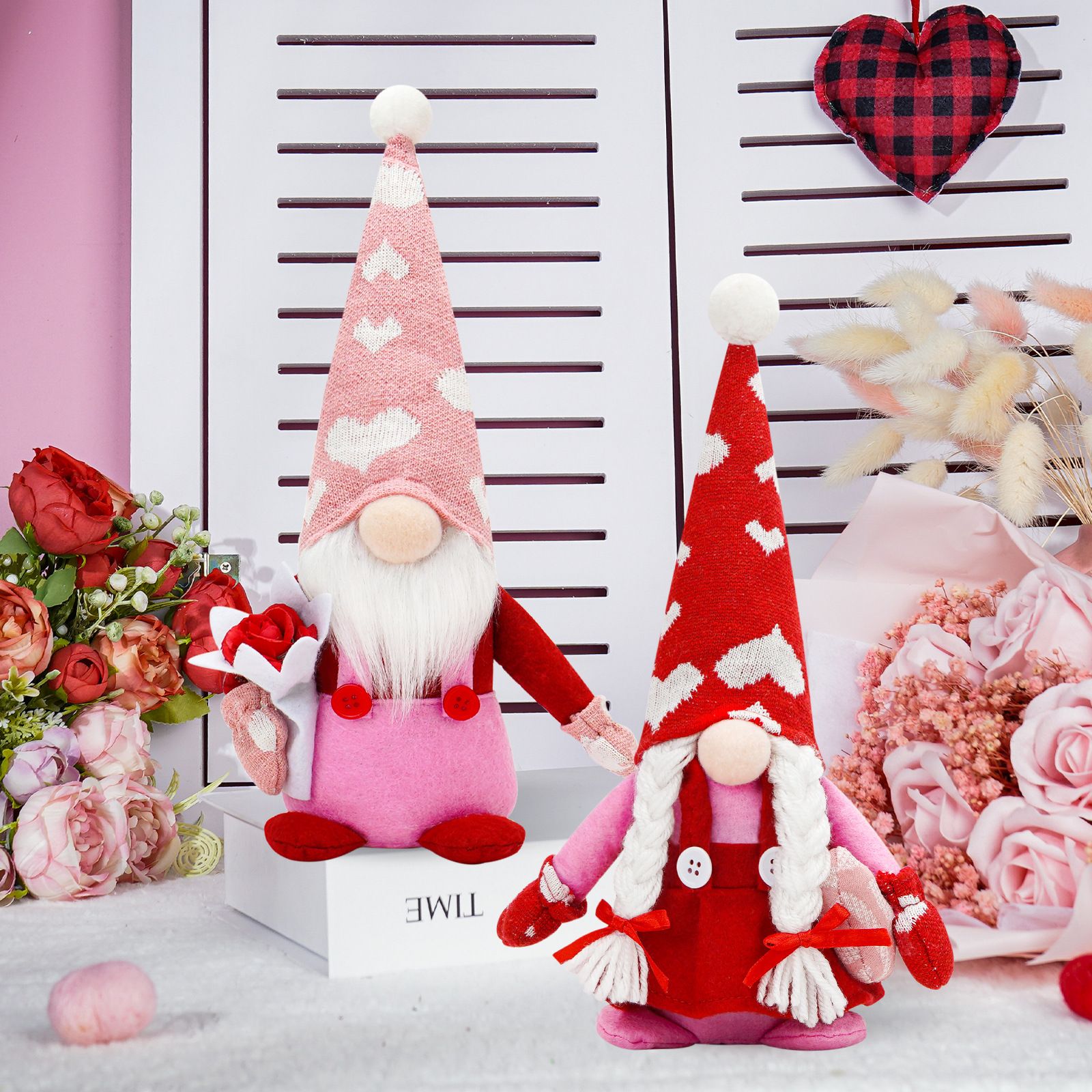 Valentines Day Gnomes Decor - 2PCS Mr and Mrs Valentine Gnome Plush,Valentine Gifts Home Ornament Tray Decor