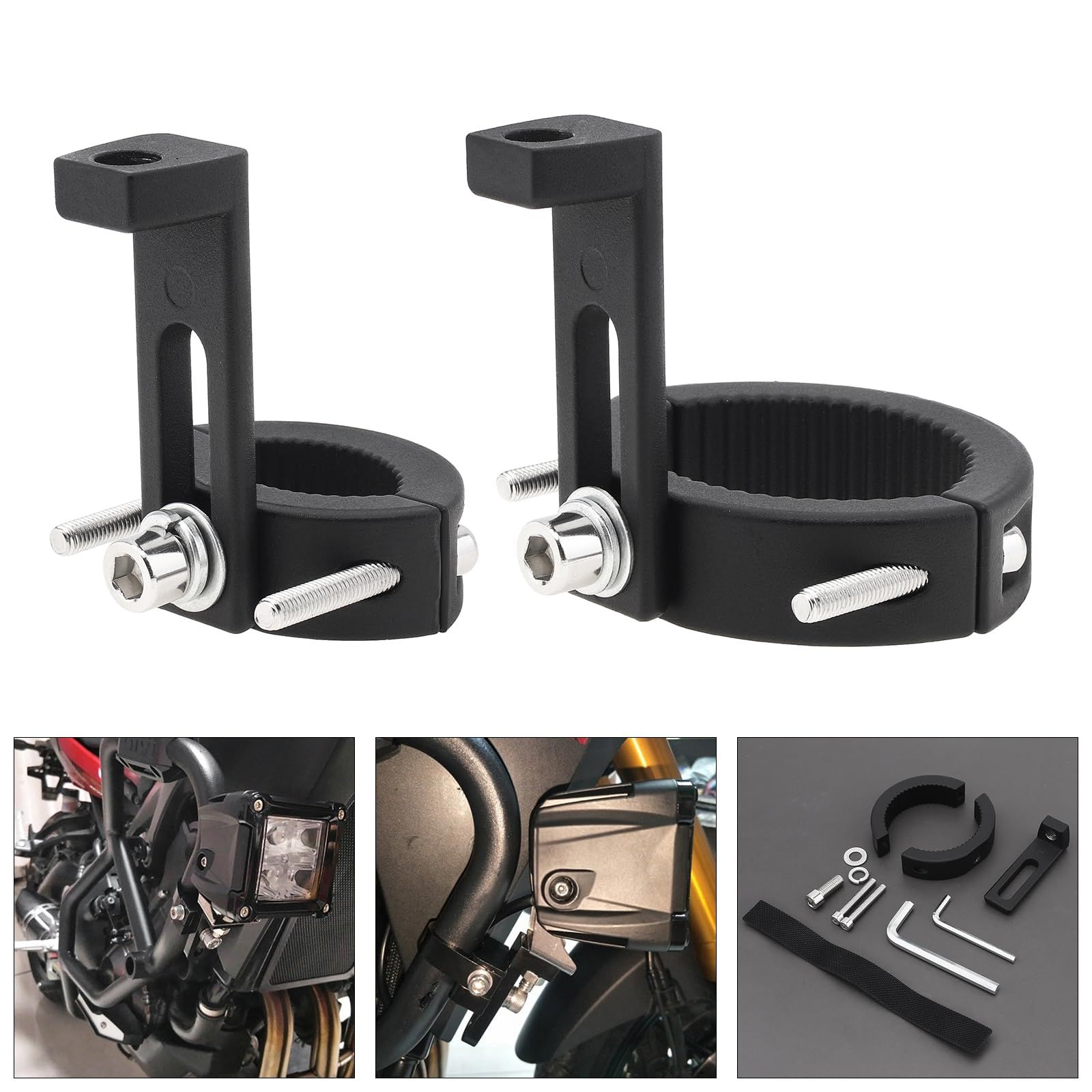 2PCS Universal Light Mounting Bracket,auxiliary Light Bar Tube Clamps for Motorcycle Bicycle Scooter Mountain Bike(3.6-5.4c m)