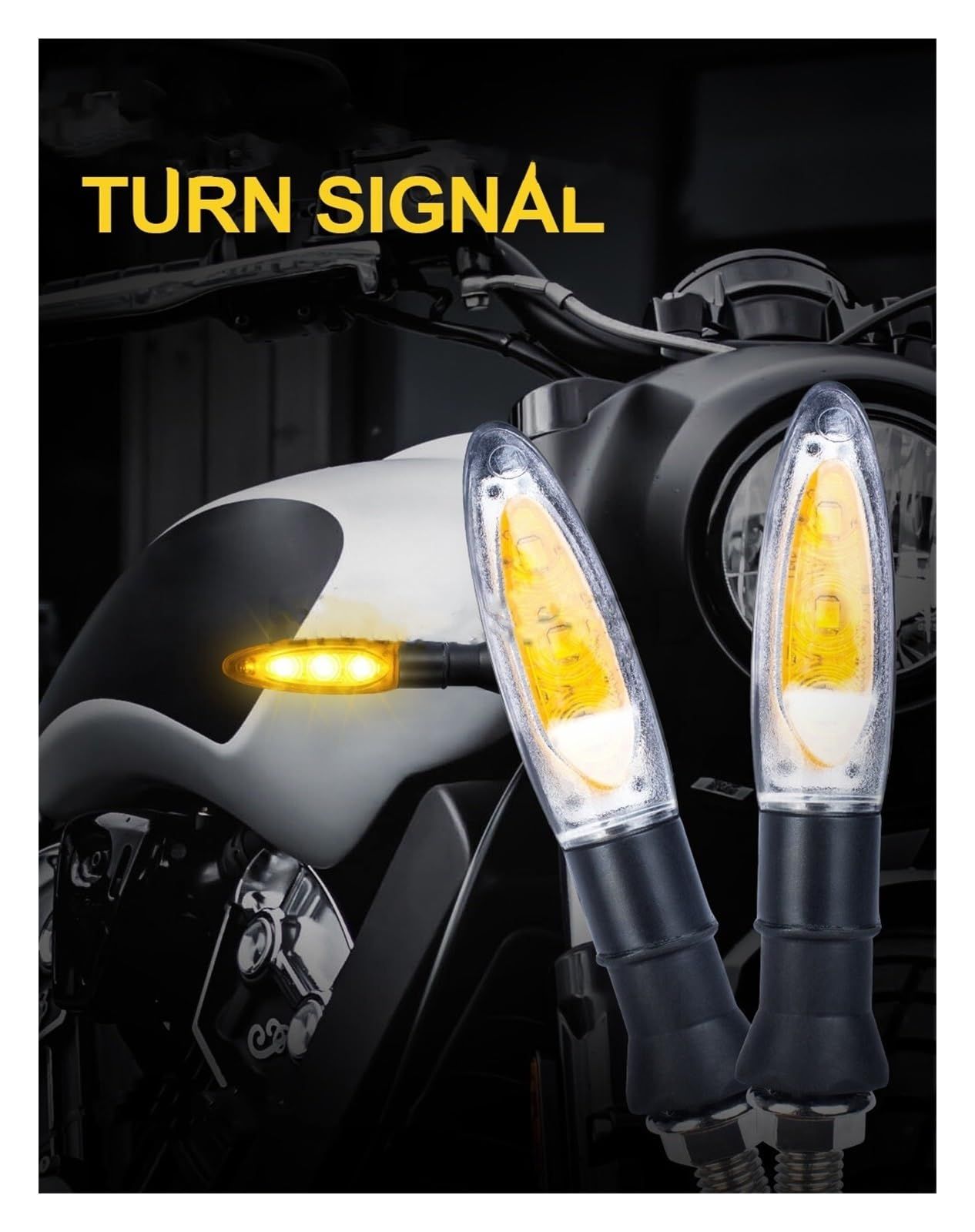1pairs Turn Signals Motorcycle LED Turn Signals Yellow Signal Lamp Motorbike Front Rear Flashing Signal Light Motorcycle