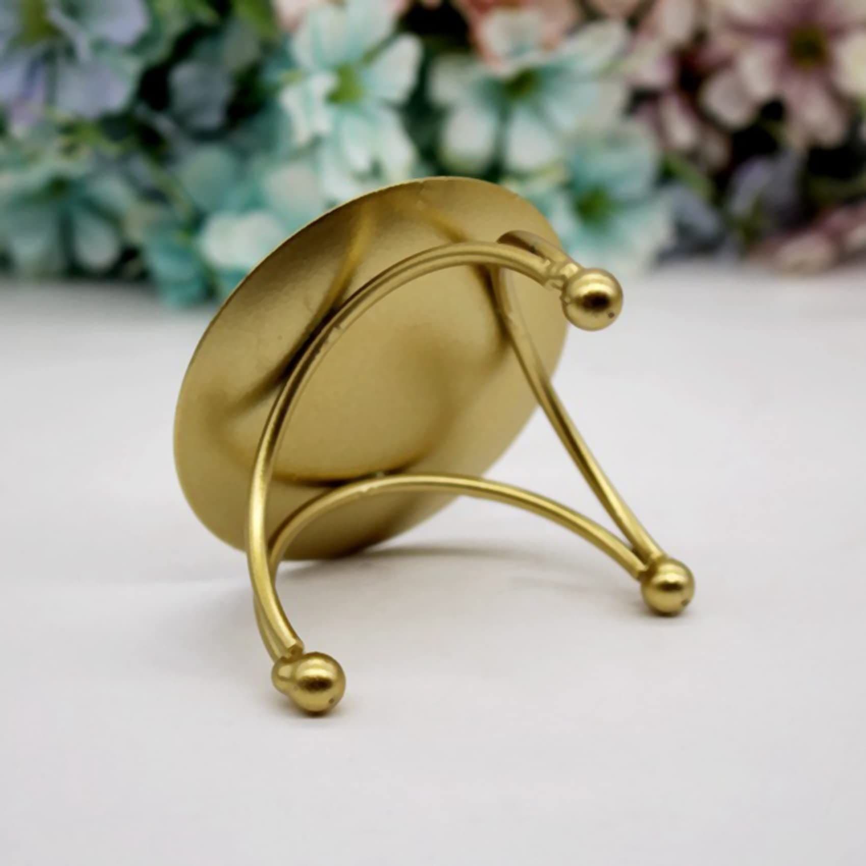 2 Piece Iron Plate Candle Holder Pillar Base Gold
