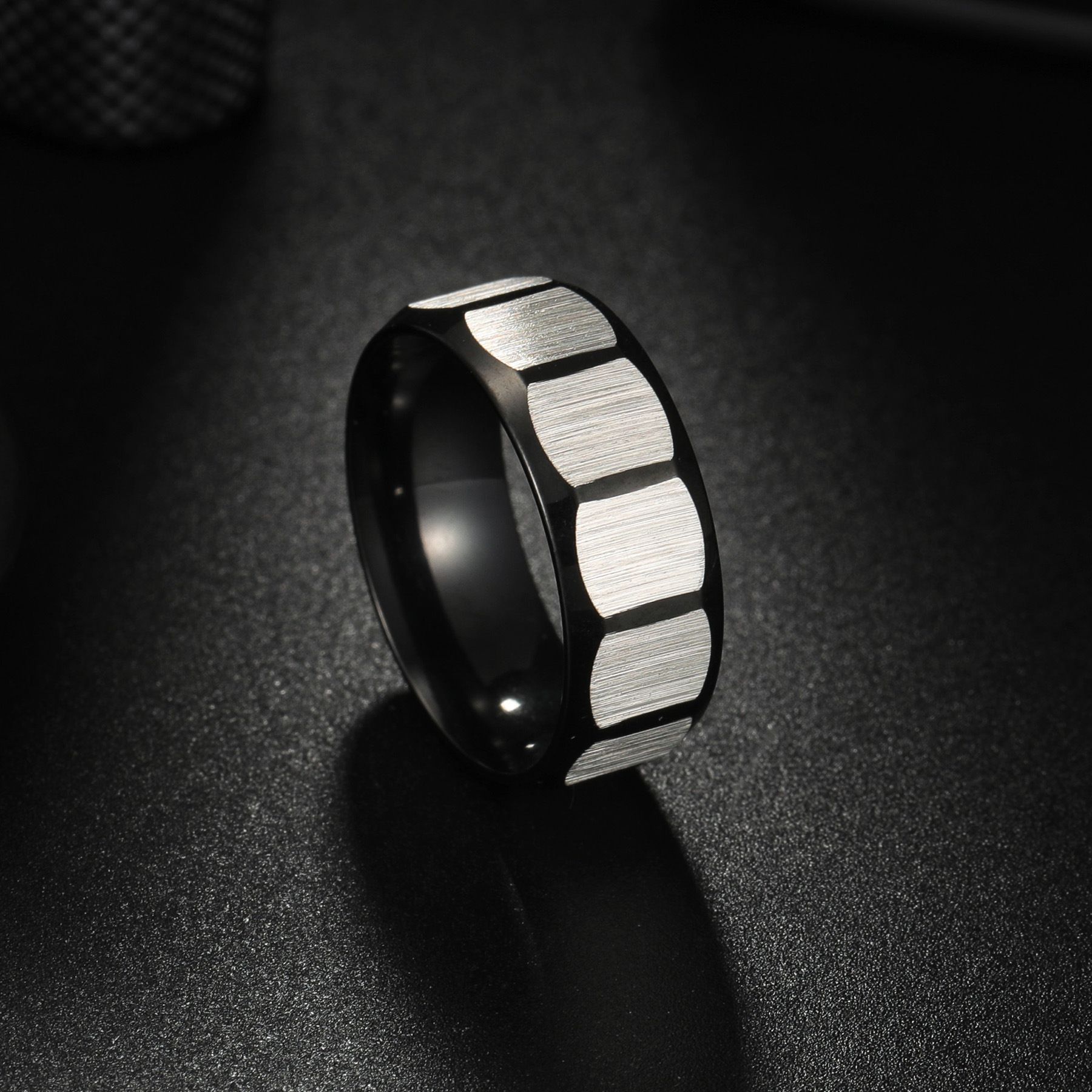 3 pcs 8MM Comfort Fit Tungsten Carbide Wedding Band Square Faceted Ring Matte Fit Tungsten Wedding Band Faceted Promise Ring(8)