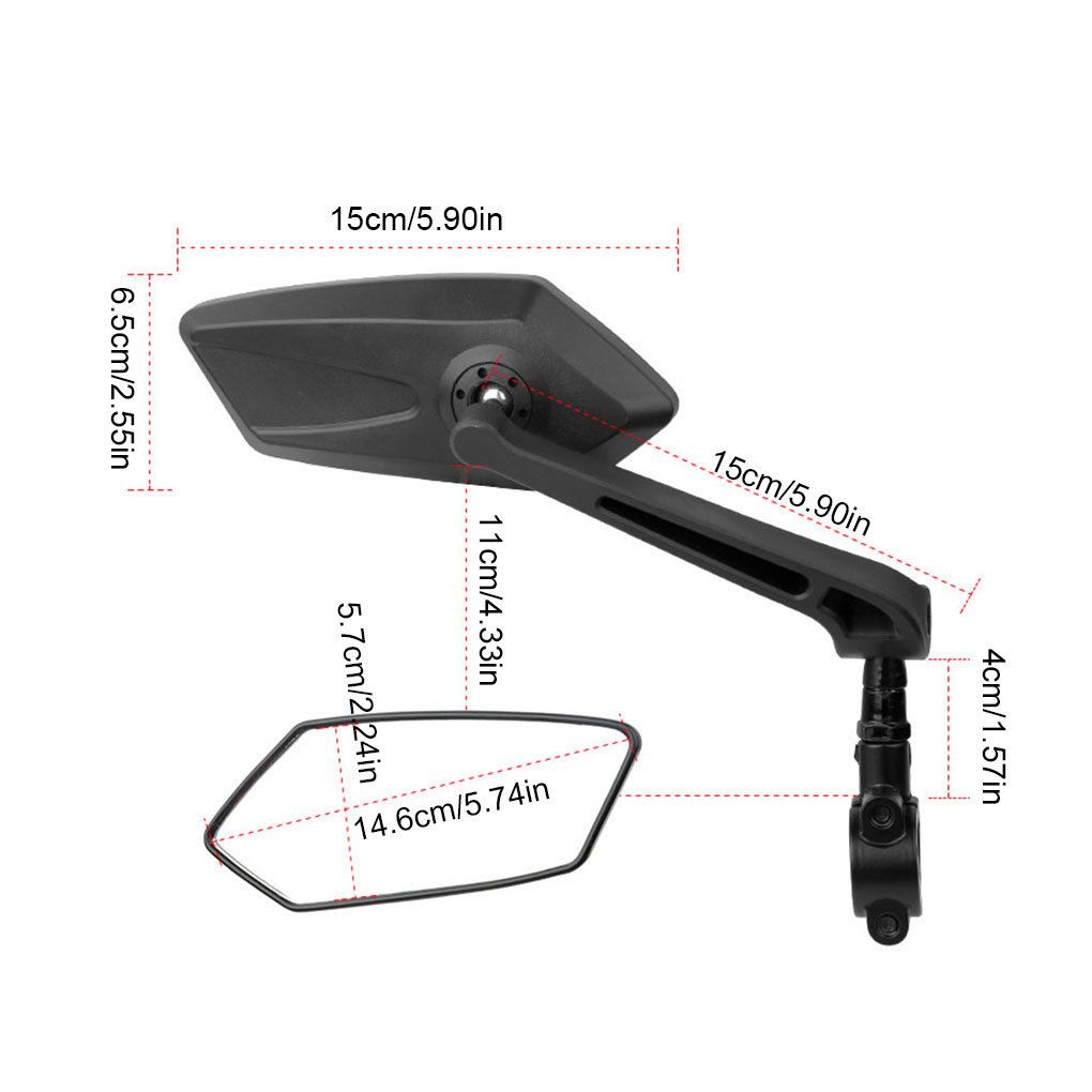 Mirror Seat Raised, Bicycle Rearview Mirror Rotated 360 Degrees, Motorcycle Rearview Mirror Modified with Large(1 Pair)